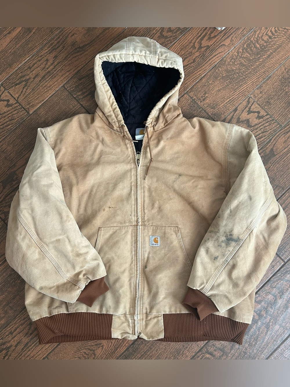 Carhartt work HEAVY duty tan very used condition 3XL regular coat jacket